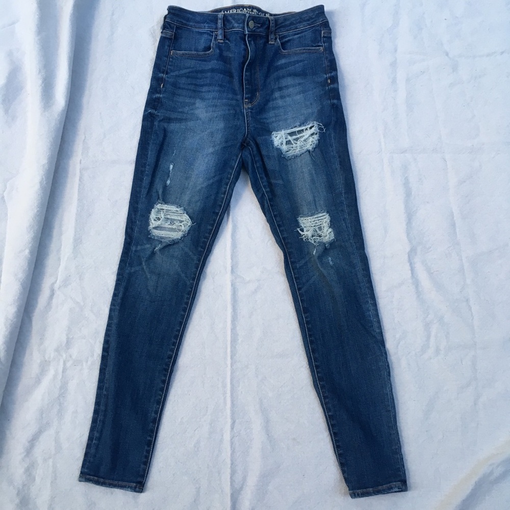 Price is firm. Super hi-rise distressed jeans